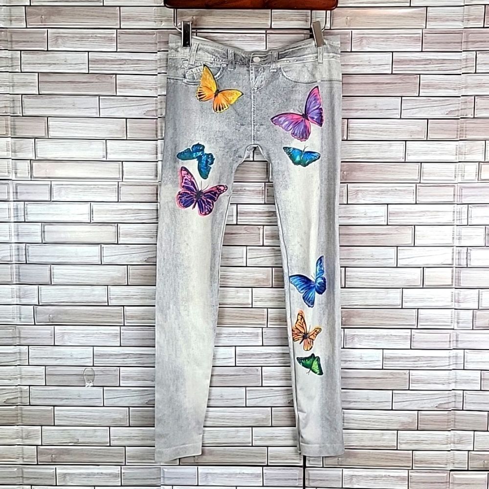 Bongo butterfly pull on ankle pants leggings Womens Size S